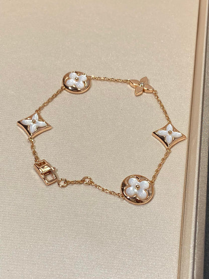 [GALE]STAR AND SUN 5 MOTIF MOP PINK GOLD BRACELET