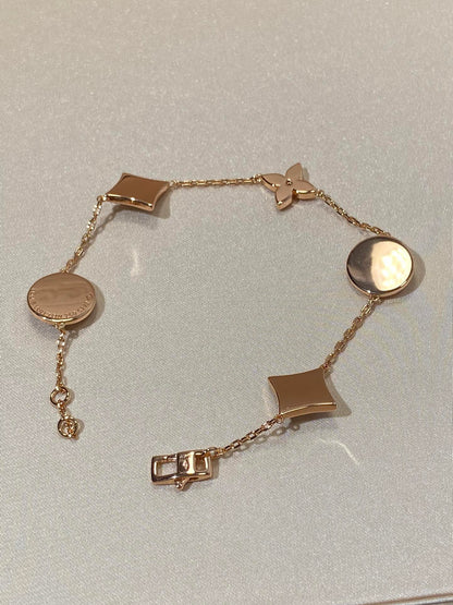 [GALE]STAR AND SUN 5 MOTIF MOP PINK GOLD BRACELET