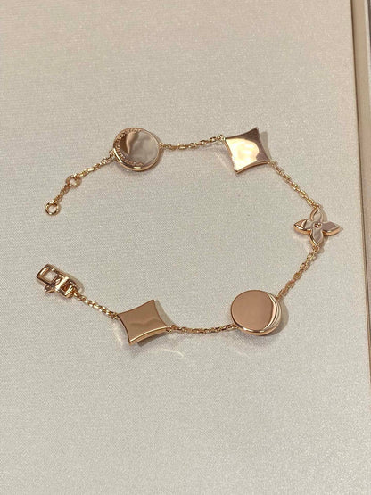 [GALE]STAR AND SUN 5 MOTIF MOP PINK GOLD BRACELET