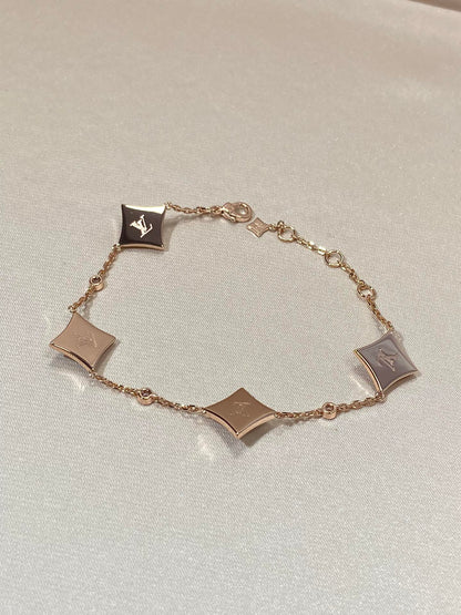 [GALE]STAR 4 MOTIF MOP DIAMOND PINK GOLD BRACELET