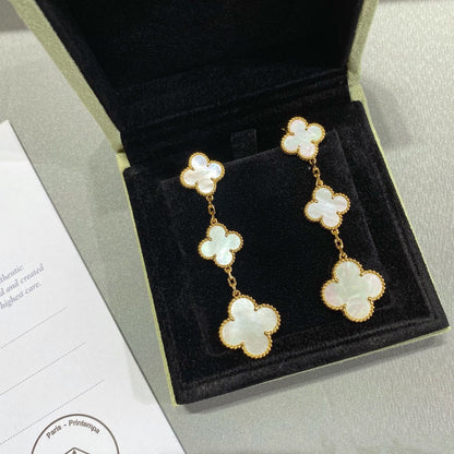 [GALE]CLOVER MOP 3 MOTIFS GOLD EARRINGS
