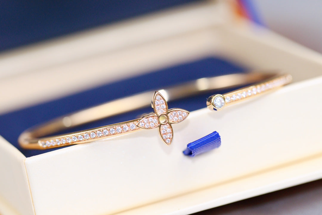 [GALE]IDYLLE PINK GOLD OPEN BRACELET DIAMOND PAVED