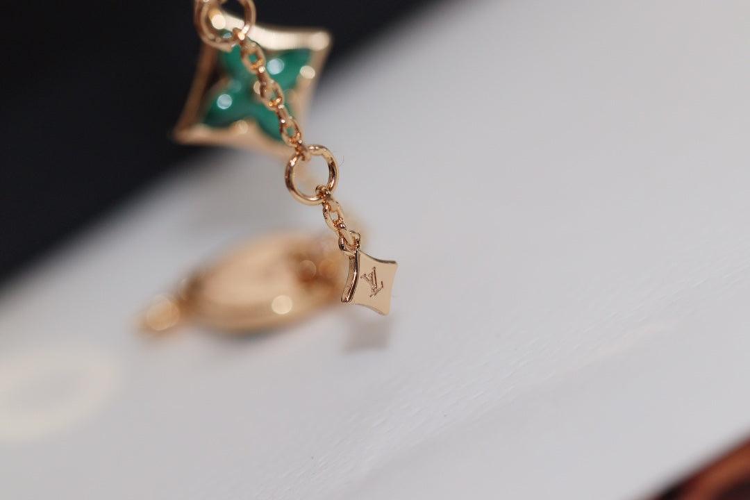 [GALE]STAR AND SUN 4 MOTIF PINK GOLD MALACHITE BRACELET