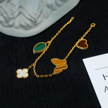 [GALE]LUCKY SPRING 5 MOTIF GOLD BRACELET