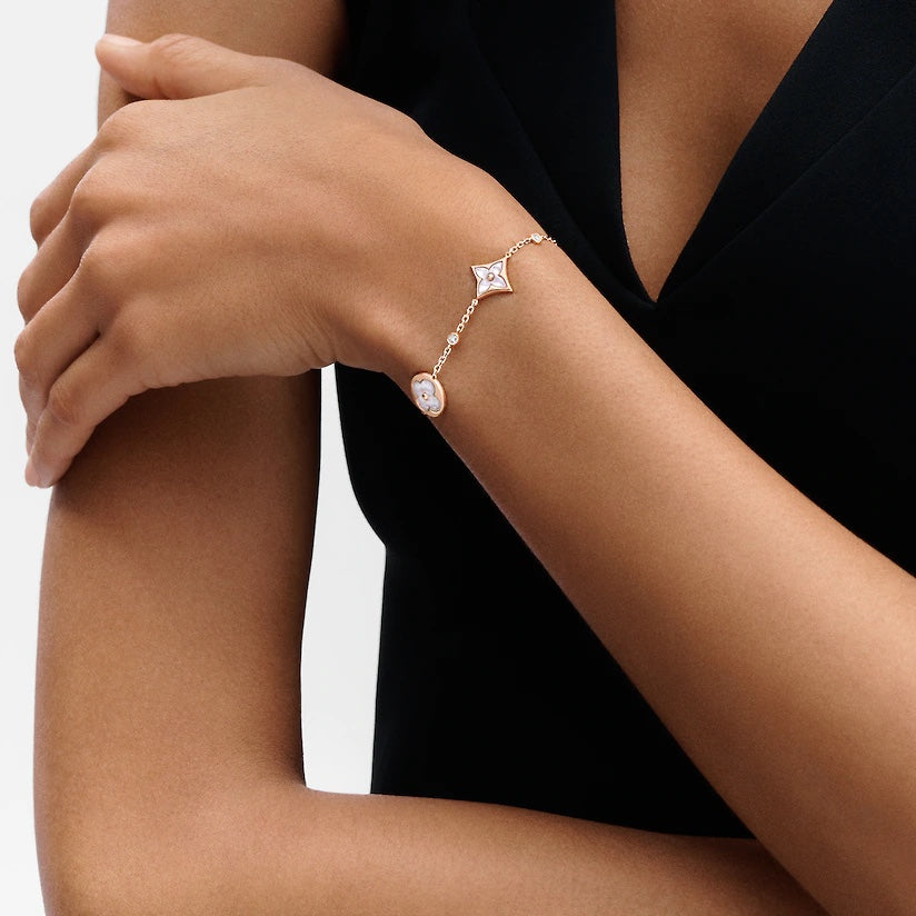 [GALE]STAR AND SUN 4 MOTIF WHITE MOP PINK GOLD BRACELET