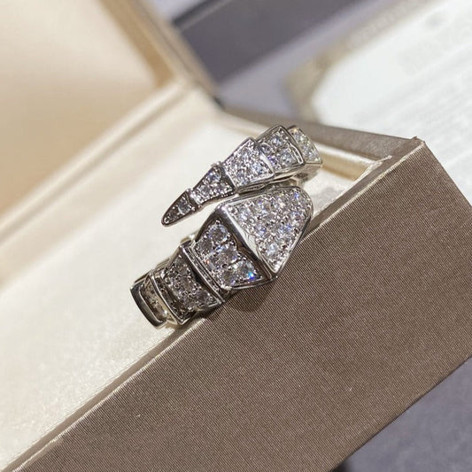 [GALE]SERPENTI LARGE RING SILVER DIAMOND PAVED