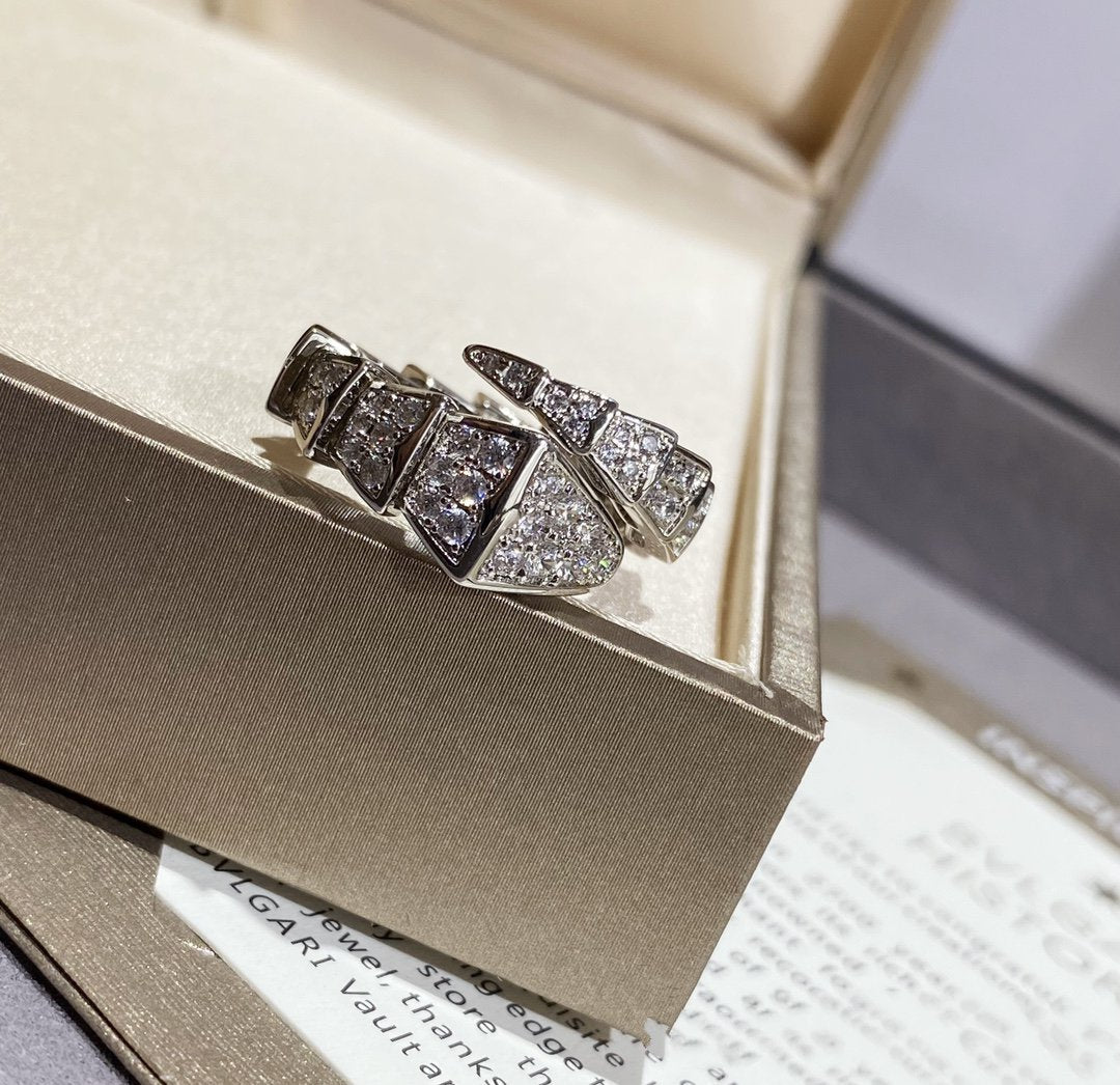 [GALE]SERPENTI LARGE RING SILVER DIAMOND PAVED