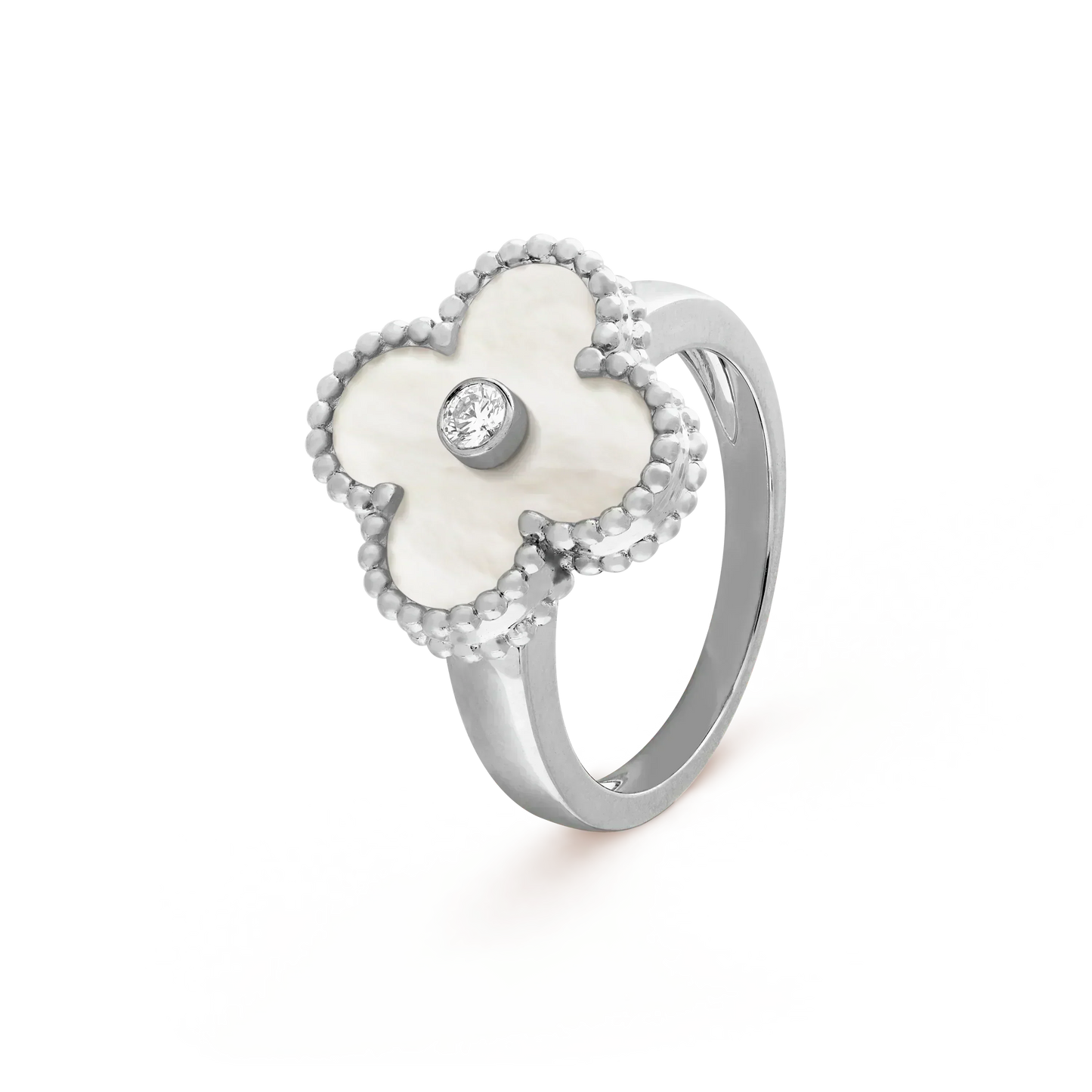[GALE]CLOVER SILVER MOP DIAMOND RING