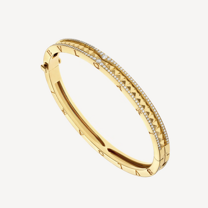 [GALE]ZERO 1 SPIRAL AND PAVED DIAMOND GOLD BRACELET