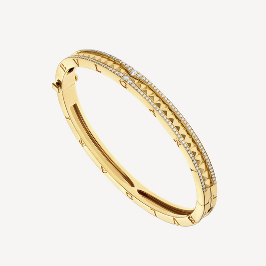 [GALE]ZERO 1 SPIRAL AND PAVED DIAMOND GOLD BRACELET
