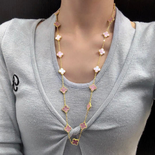 [GALE]CLOVER 20 MOTIFS PINK MOP NECKLACE