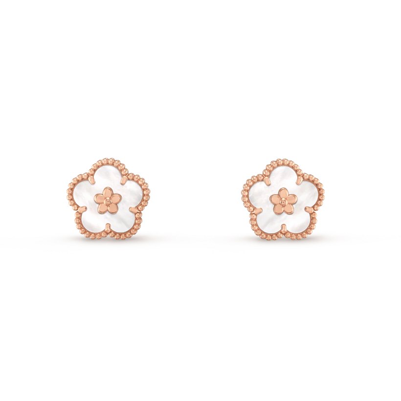 [GALE]LUCKY PINK GOLD WHITE MOP EARRINGS