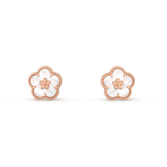 [GALE]LUCKY PINK GOLD WHITE MOP EARRINGS