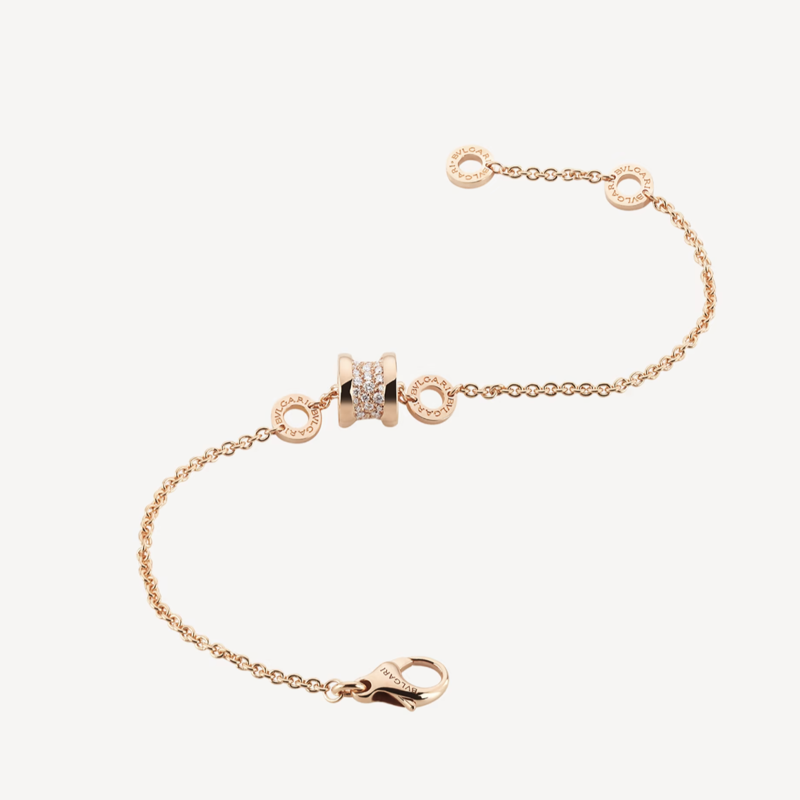 [GALE]ZERO 1 SOFT PINK GOLD WITH PAVED DIAMONDS ON THE SPIRAL BRACELET