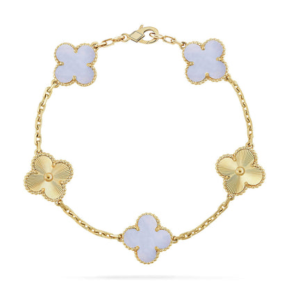 [GALE] CLOVER 5 MOTIF PURPLE CHALCEDONY BRACELET COLLECTION