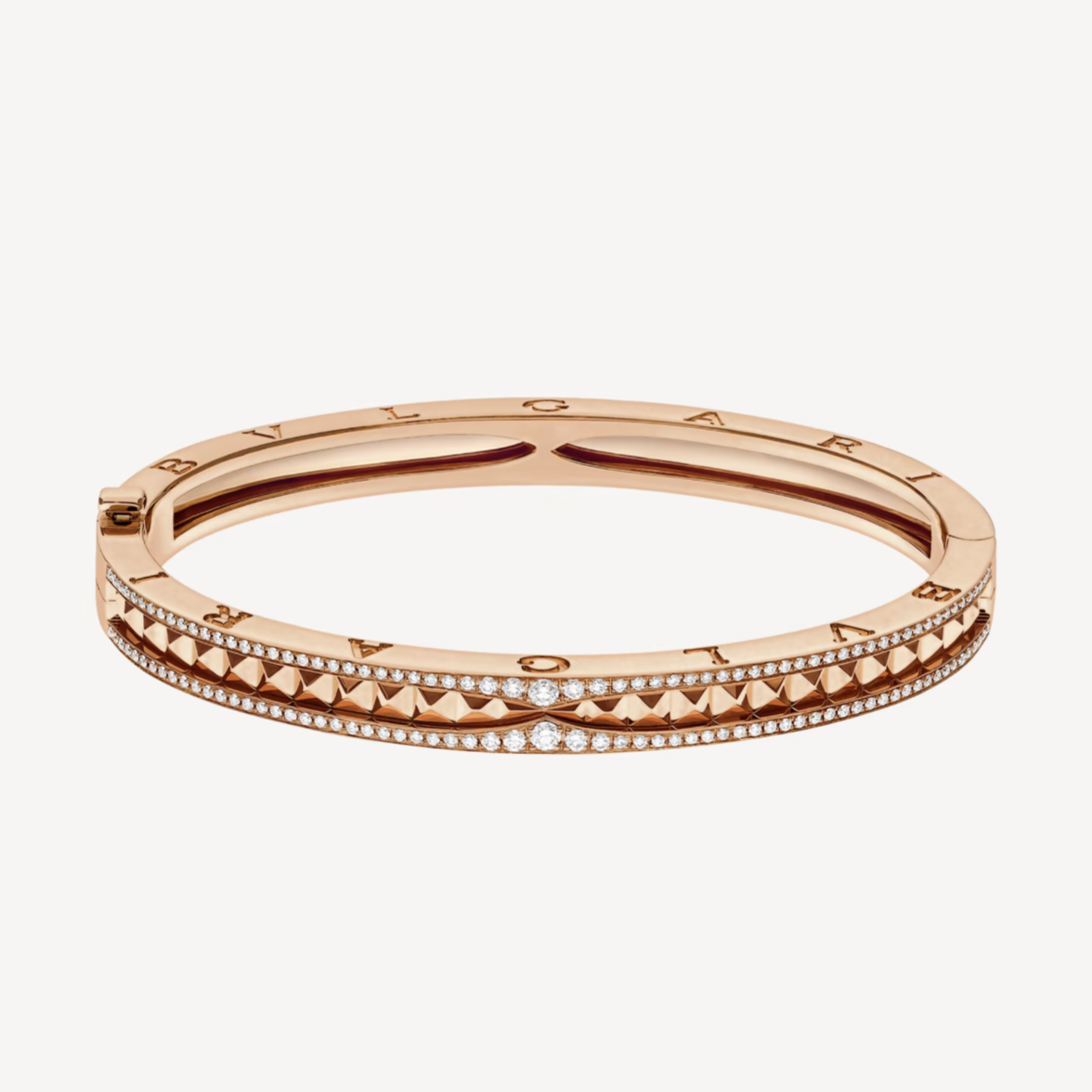 [GALE]ZERO 1 SPIRAL AND PAVED DIAMOND PINK GOLD BRACELET