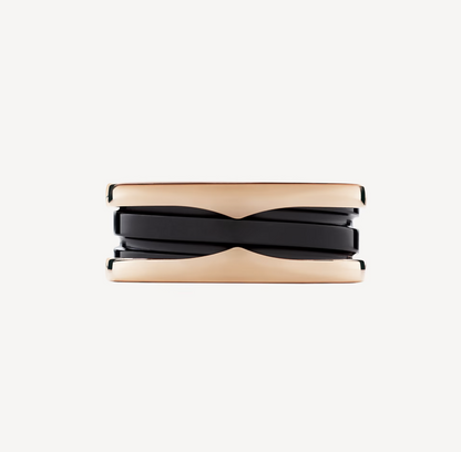 [GALE]ZERO 1 TWO-BAND LOOPS AND BLACK CERAMIC PINK GOLD RING