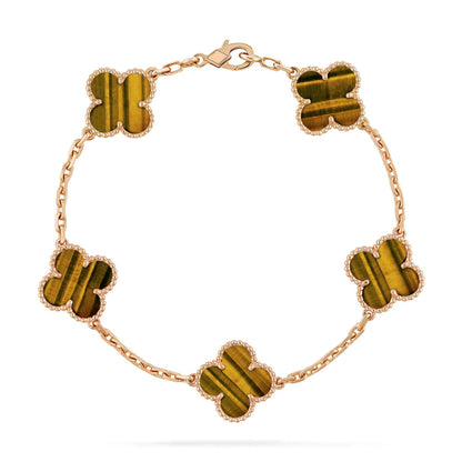 [GALE] CLOVER 5 MOTIFS TIGER EYE BRACELET COLLECTION