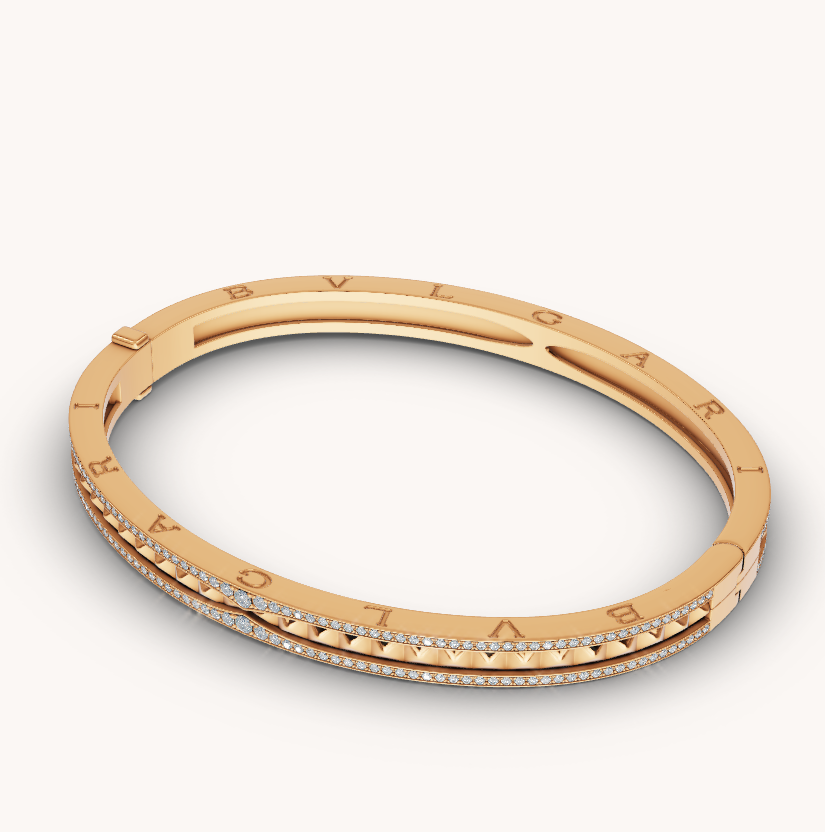 [GALE]ZERO 1 SPIRAL AND PAVED DIAMOND GOLD BRACELET
