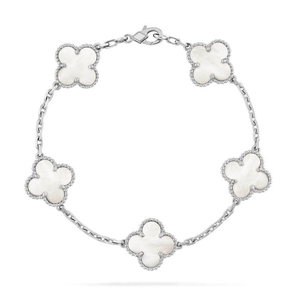 [GALE]CLOVER WHITE PEARL MOP 5 MOTIF BRACELET COLLECTION