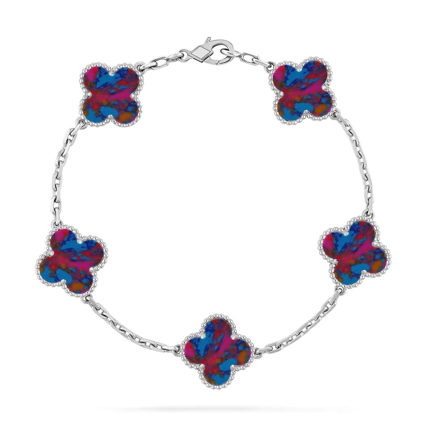 [GALE]CLOVER 5 MOTIF COLOR GEMSTONES BRACELET COLLECTION