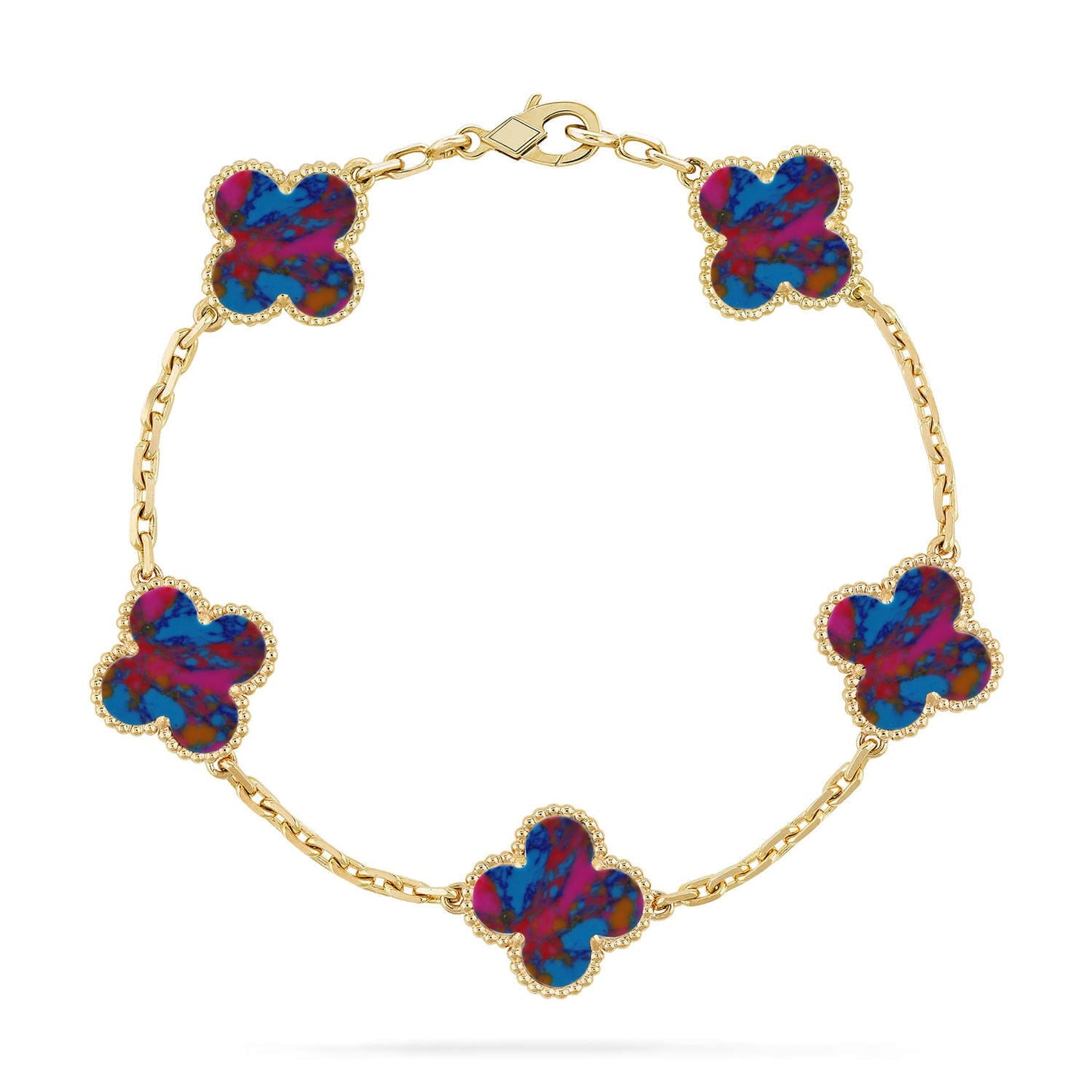 [GALE]CLOVER 5 MOTIF COLOR GEMSTONES BRACELET COLLECTION