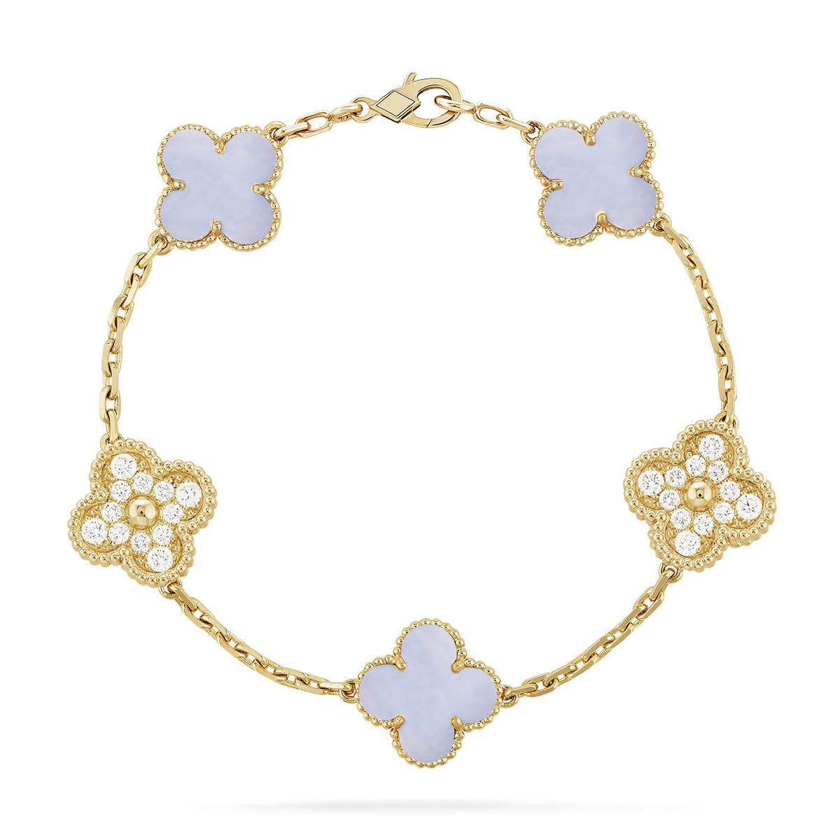 [GALE] CLOVER 5 MOTIF PURPLE CHALCEDONY BRACELET COLLECTION