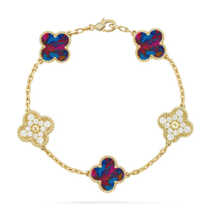 [GALE]CLOVER 5 MOTIF COLOR GEMSTONES BRACELET COLLECTION