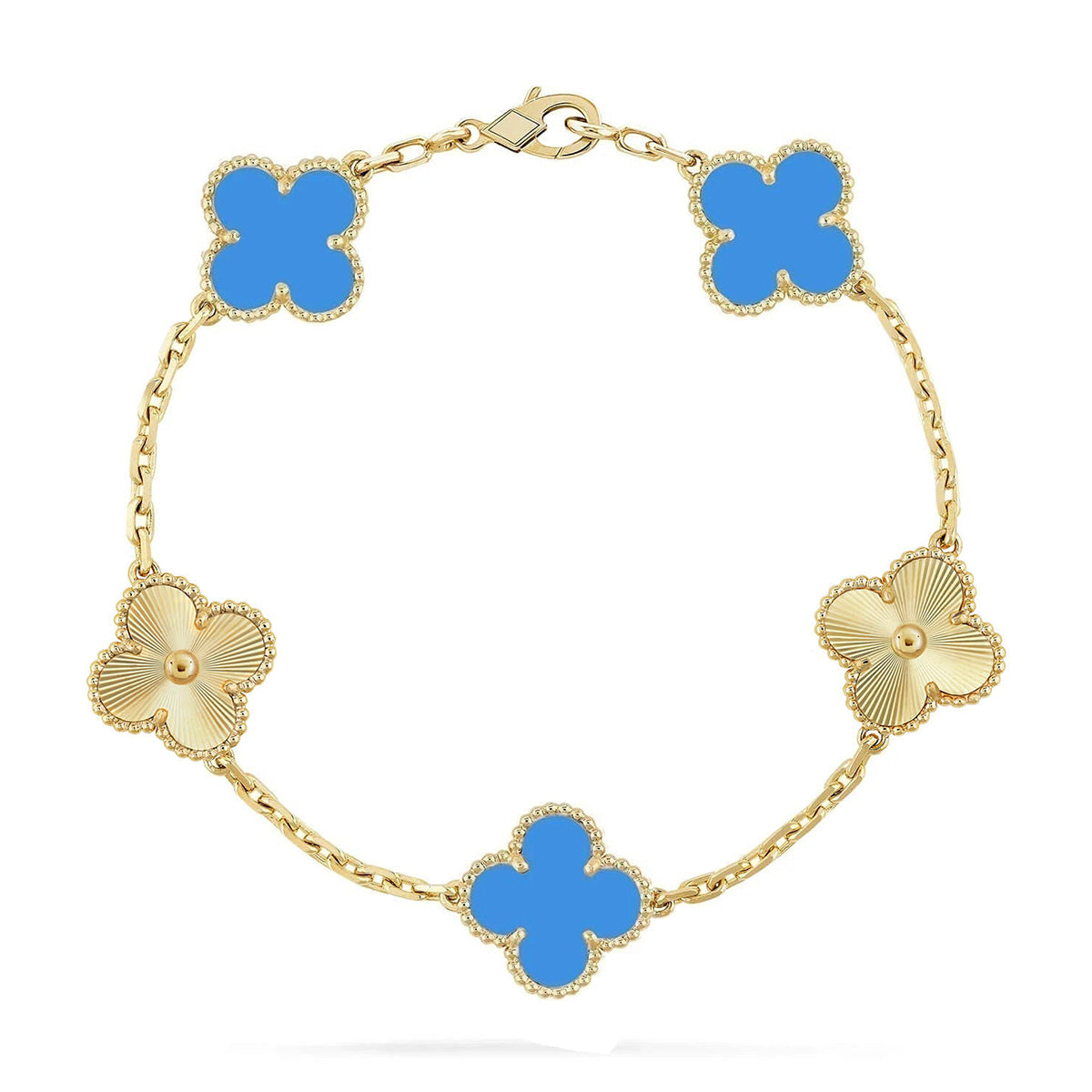 [GALE] CLOVER 5 MOTIF BLUE AGATE BRACELET COLLECTION