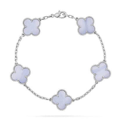 [GALE]CLOVER  5 MOTIF PURPLE CHALCEDONY BRACELET SILVER