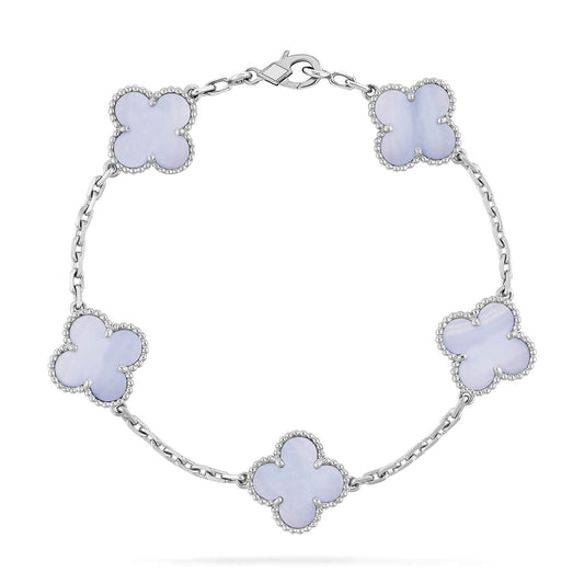 [GALE]CLOVER  5 MOTIF PURPLE CHALCEDONY BRACELET SILVER