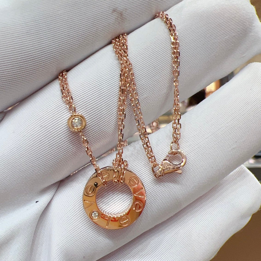 [GALE]LOVE NECKLACE 16MM 2 DIAMONDS