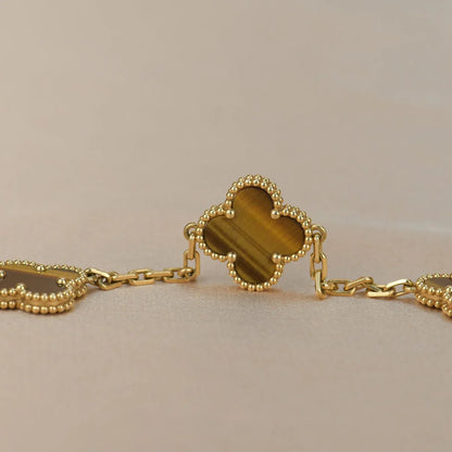 [GALE] CLOVER 5 MOTIFS TIGER EYE BRACELET COLLECTION