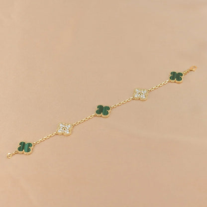 [GALE] CLOVER 5 MOTIF MALACHITE BRACELET COLLECTION