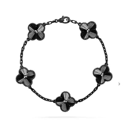 [GALE]CLOVER 5 MOTIF BLACK BRACELET