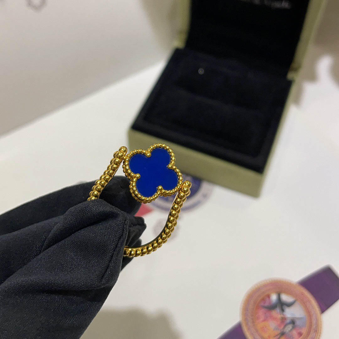 [GALE]CLOVER RIVERSIBLE BLUE AGATE RING