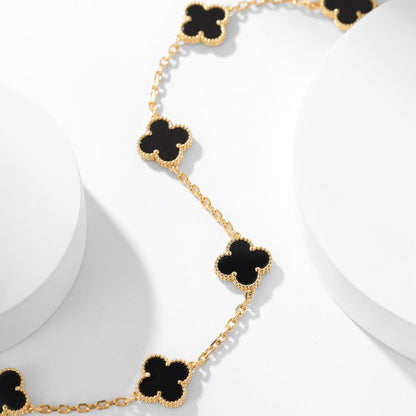[GALE]CLOVER 10 MOTIFS ONYX NECKLACE