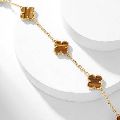 [GALE]CLOVER 10 MOTIFS TIGER EYE NECKLACE