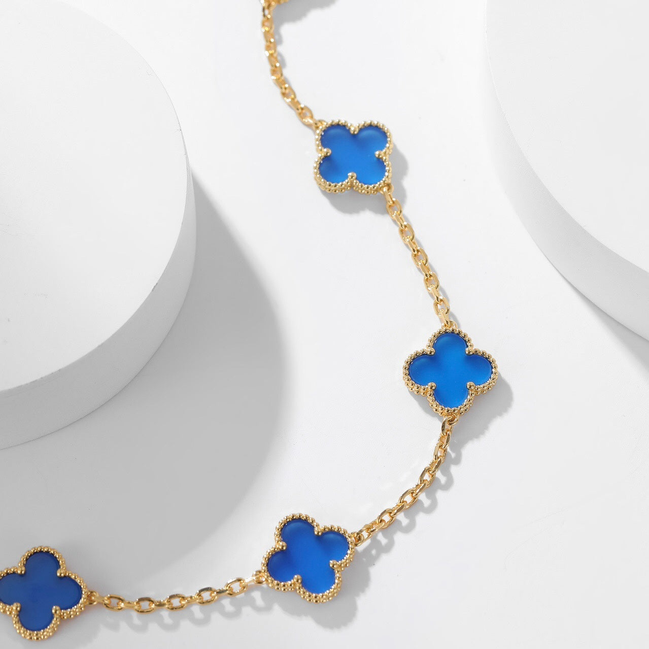 [GALE]CLOVER 10 MOTIFS BLUE AGATE NECKLACE