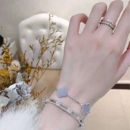 [GALE]CLOVER  5 MOTIF PURPLE CHALCEDONY BRACELET SILVER