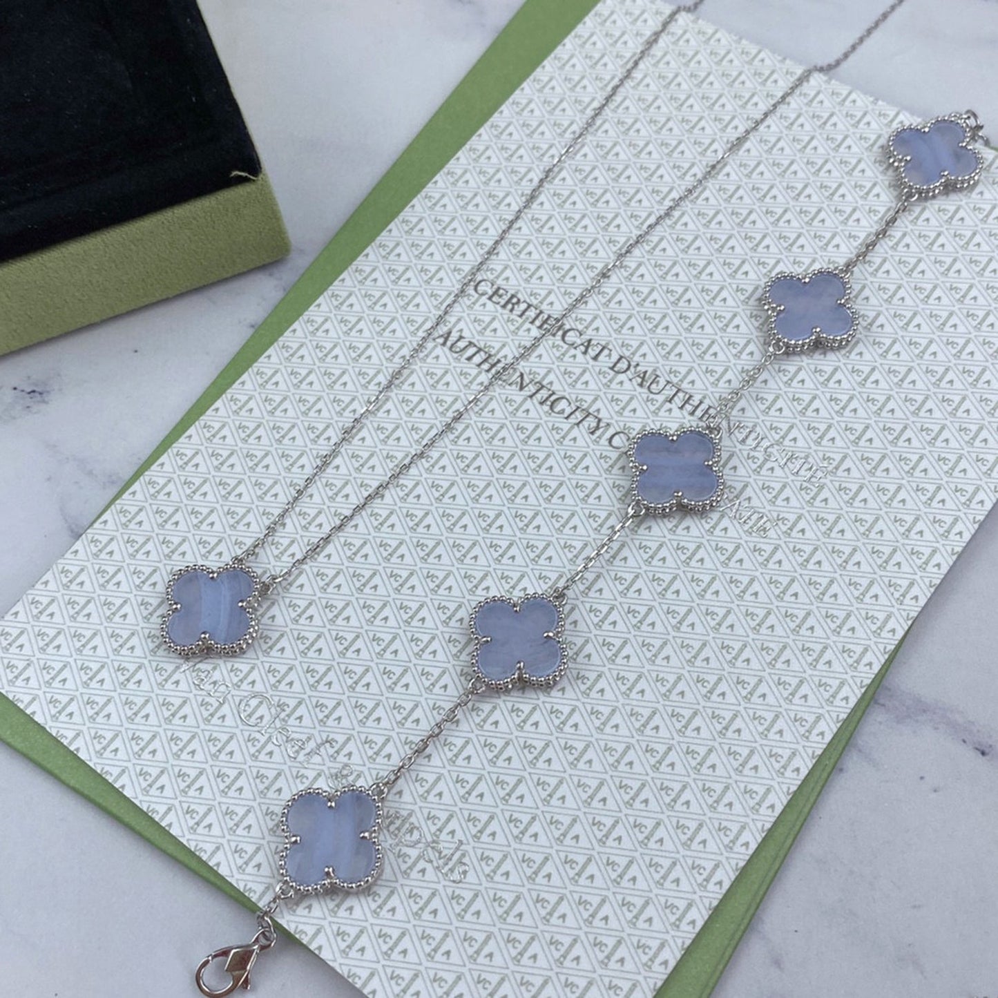 [GALE]CLOVER  5 MOTIF PURPLE CHALCEDONY BRACELET SILVER