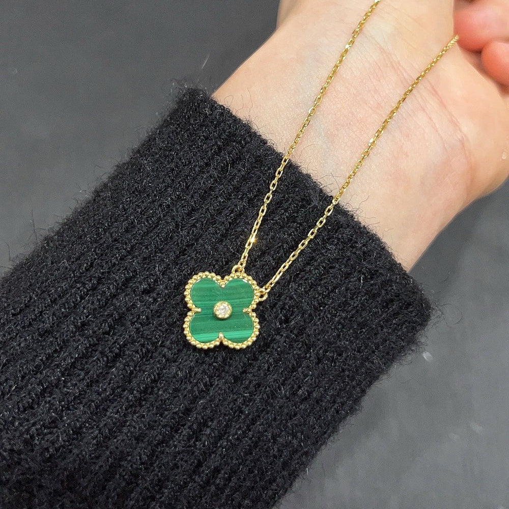 [GALE]CLOVER 15MM DIAMOND TURQUOISE NECKLACE
