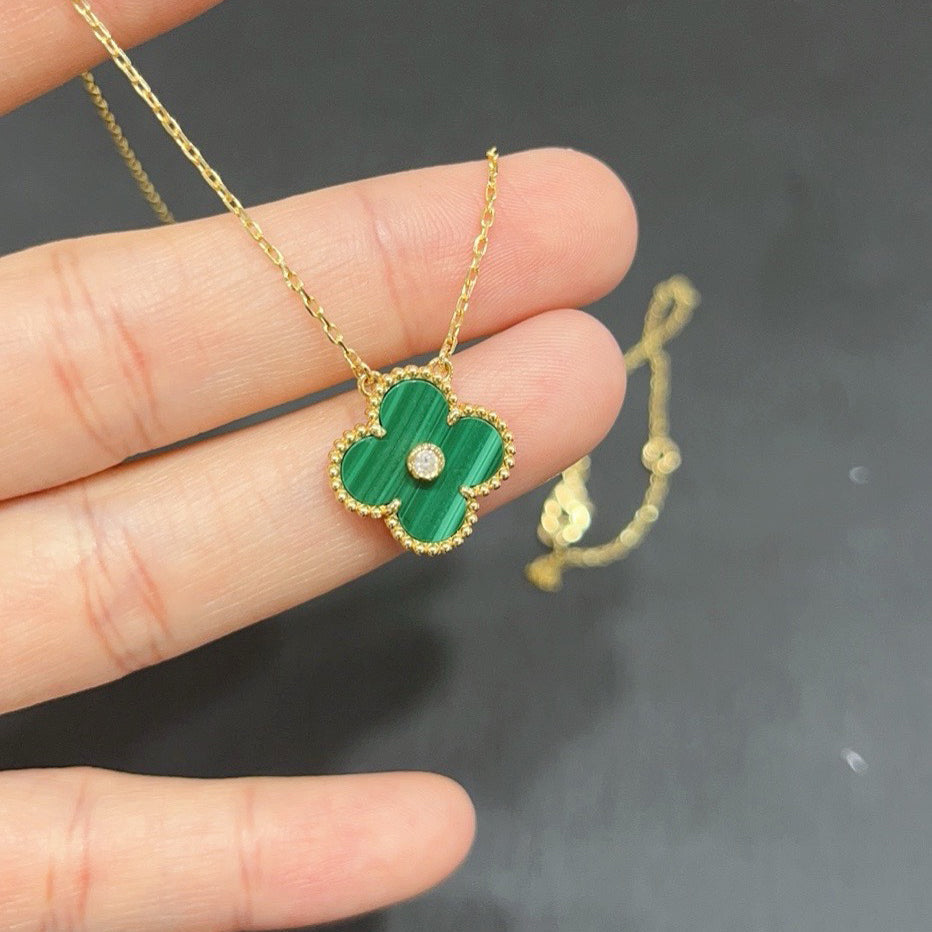 [GALE]CLOVER 15MM DIAMOND TURQUOISE NECKLACE