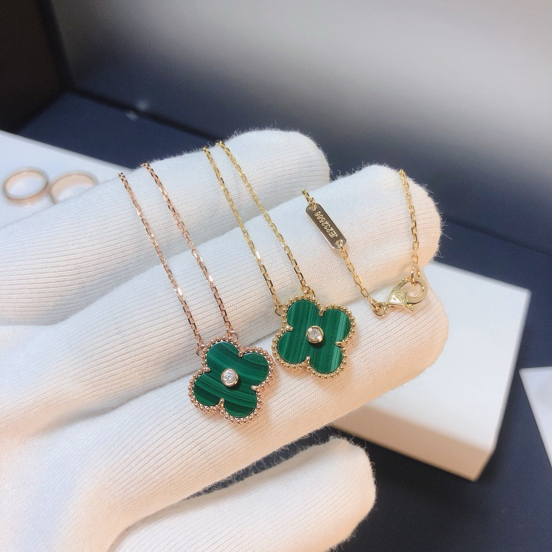 [GALE]CLOVER 15MM DIAMOND TURQUOISE NECKLACE