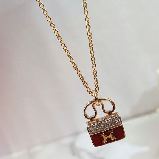 [GALE]CONSTANCE RED PEDANT PINK GOLD NECKLACE