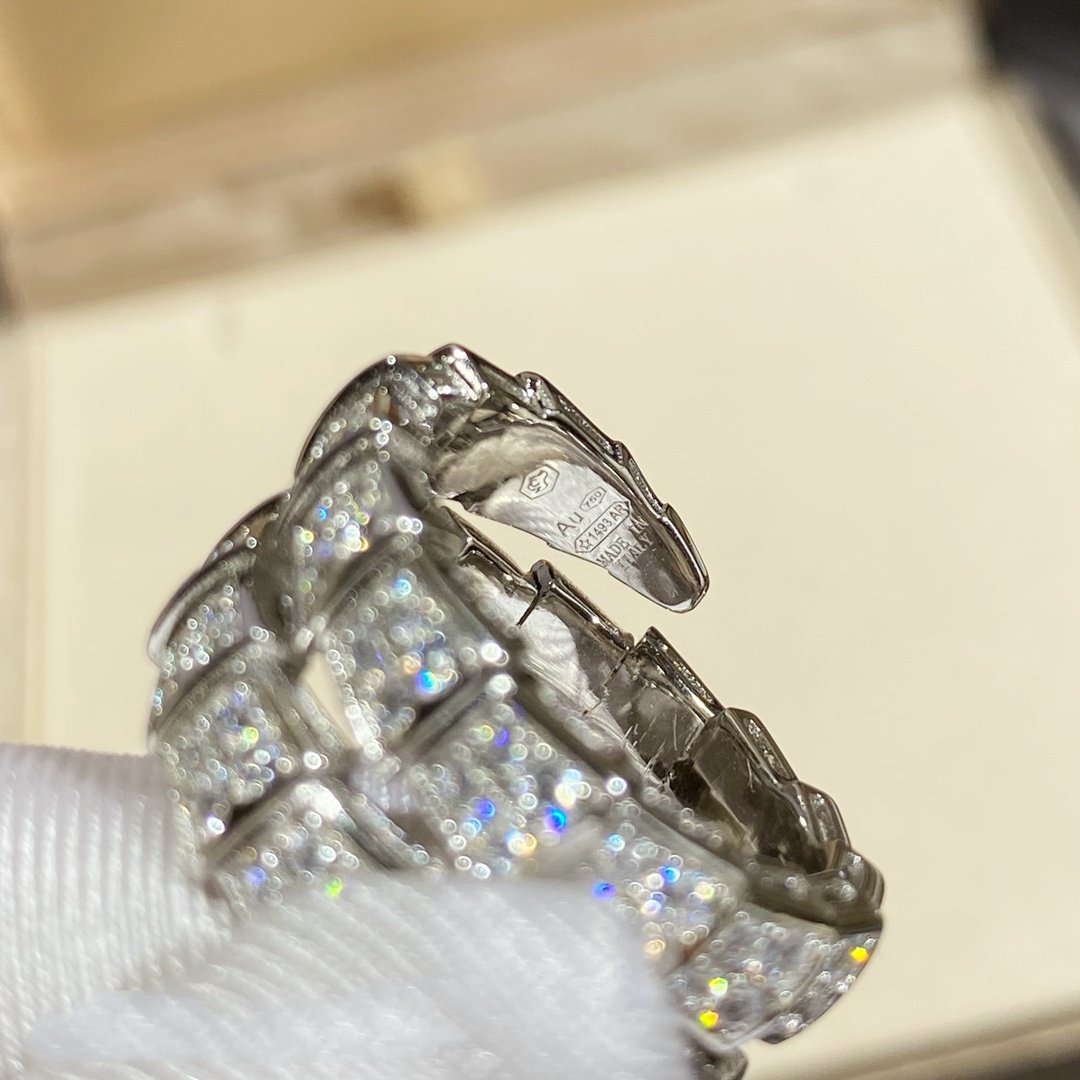 [GALE]SERPENTI DOUBLE RING SILVER DIAMOND PAVED