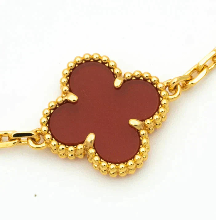 [GALE] CLOVER 5 MOTIF RED CORNELIAN BRACELET COLLECTION
