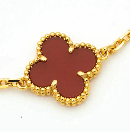 [GALE] CLOVER 5 MOTIF RED CORNELIAN BRACELET COLLECTION