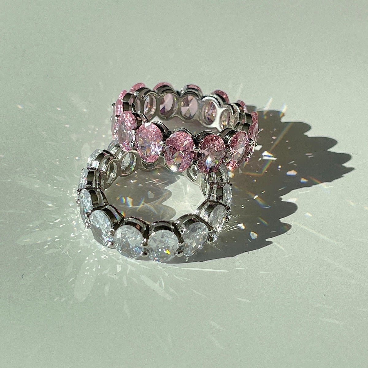 [GALE]Dainty Elongated Cushion Cut Tennis Ring