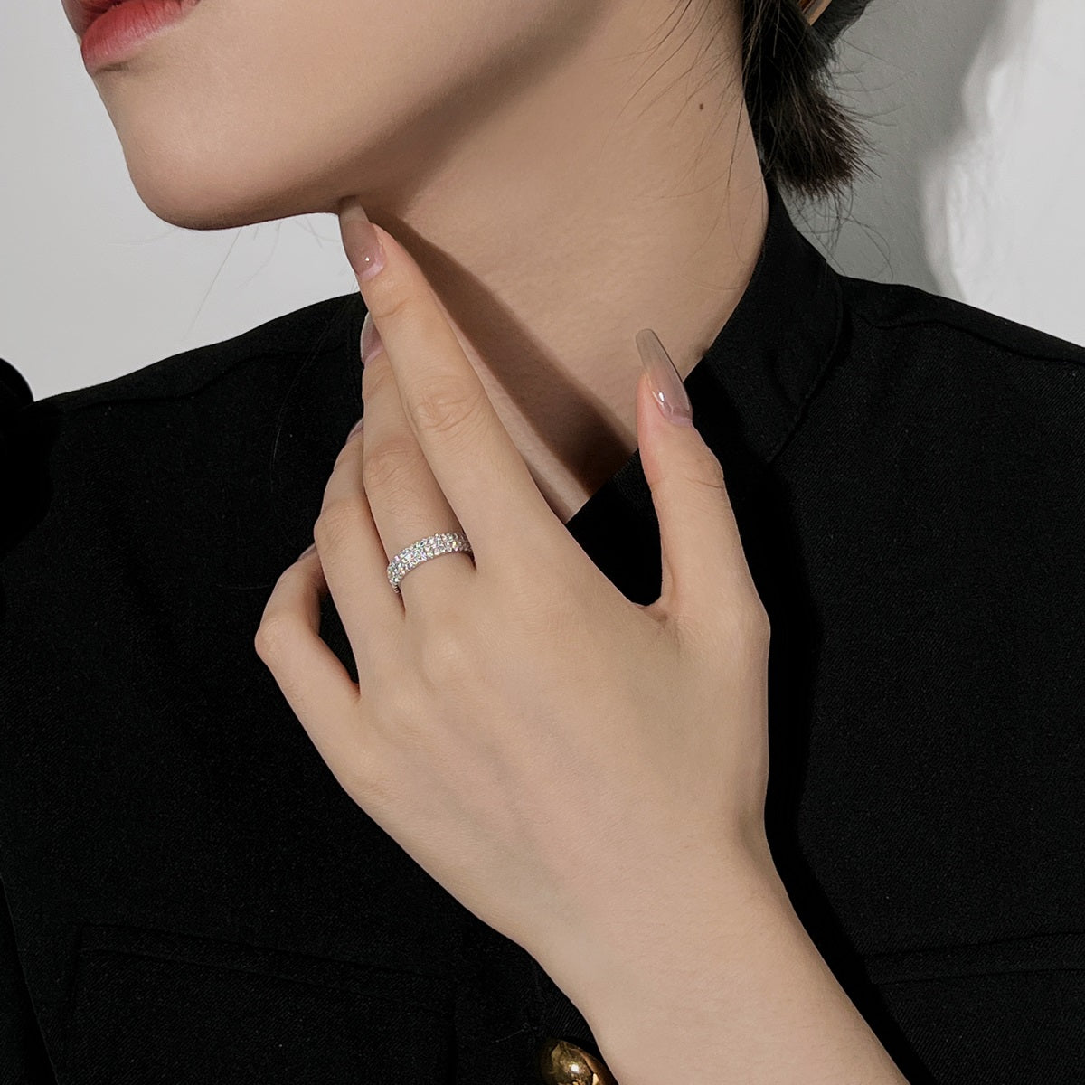 [GALE]Dainty Round Cut Tennis Ring